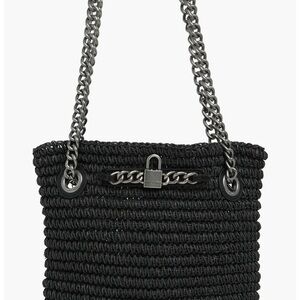 Kurt Geiger London Brixton Small Raffia Tote Bag NWT Black